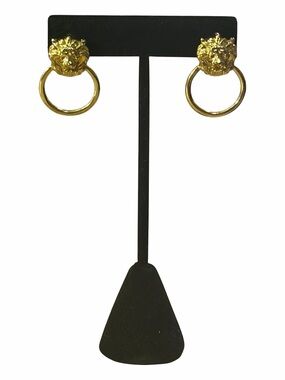 Gold Lion Head Hoop Stud Earrings - Women Jewelry